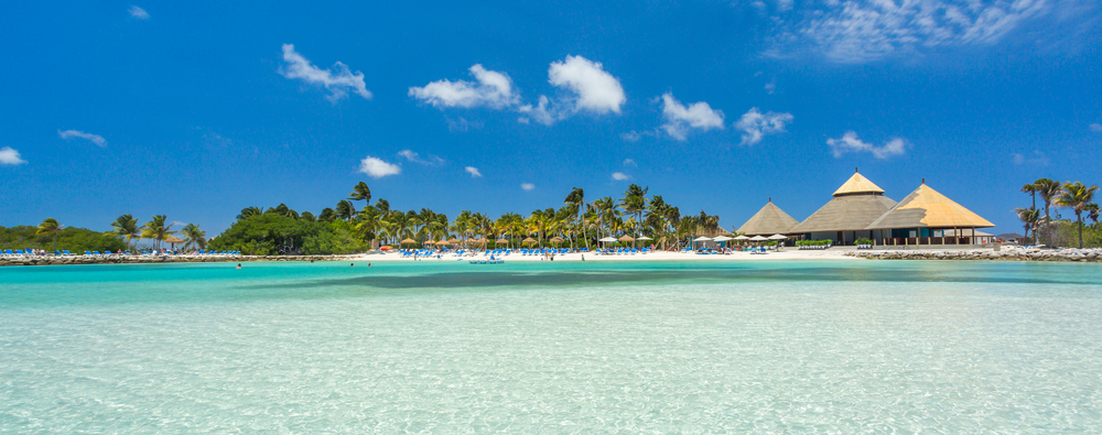 Flamingo beach at Aruba. Renaissance Aruba Private Island