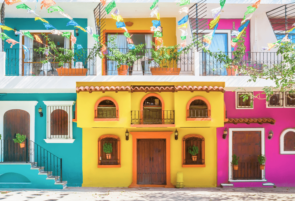 Colourful town on the pacific coast of Mexico